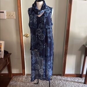Coldwater Creek Blue Floral Pantsuit